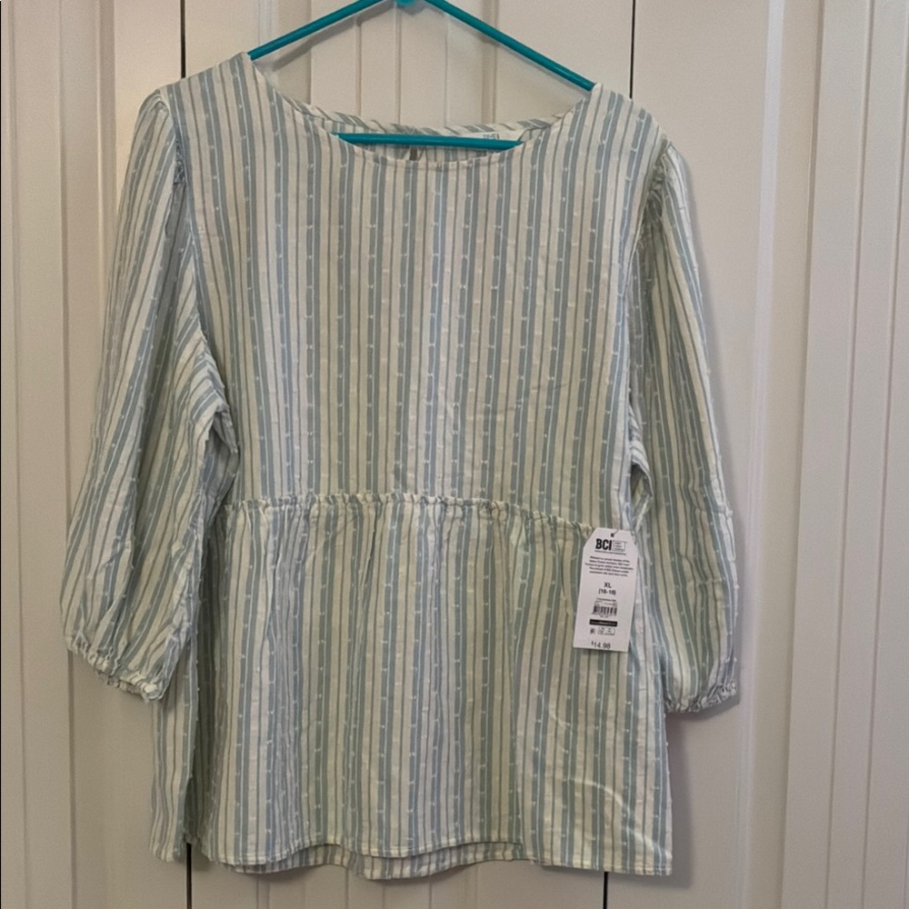 Striped Blue and White Blouse